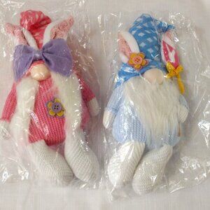 New Easter Bunny Couple Set Plush Rabbit Rudolph Doll Toy Gnome Holiday Ornament